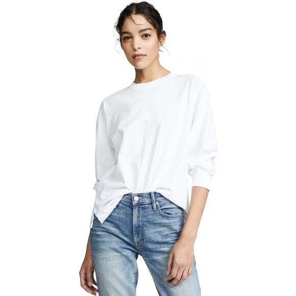 AYR The Hangout Long Sleeve Tee T-Shirt Top White Pima Cotton Shopbop XS $75 - Picture 1 of 12